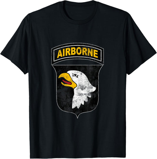 U.S Army 101st Airborne Division Paratrooper Veteran Flag T-Shirt - T-Shirt | Black