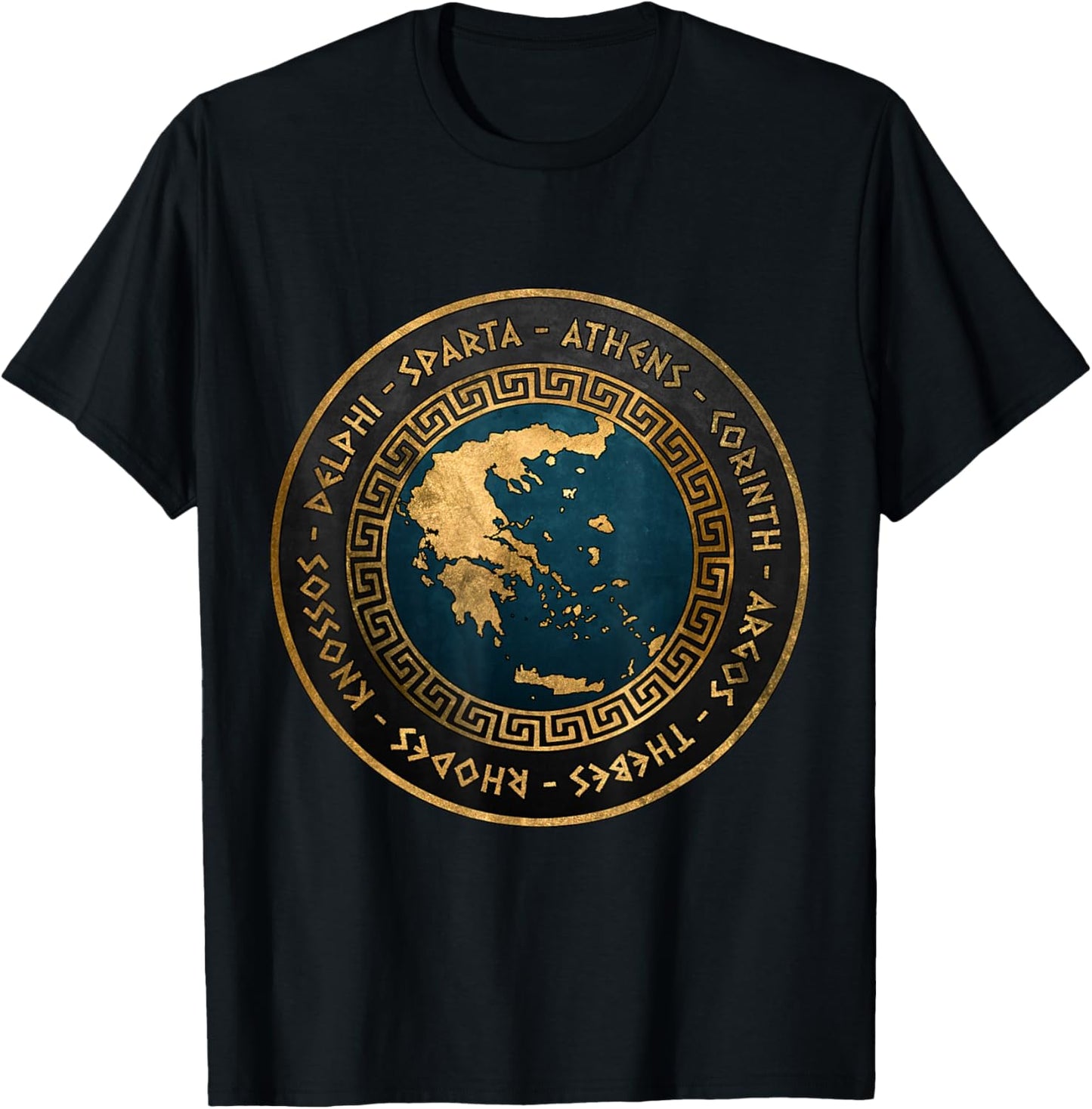 Agema Apparel Ancient Greek Cities of Ancient Greece , Black T-Shirt - T-Shirt | Black