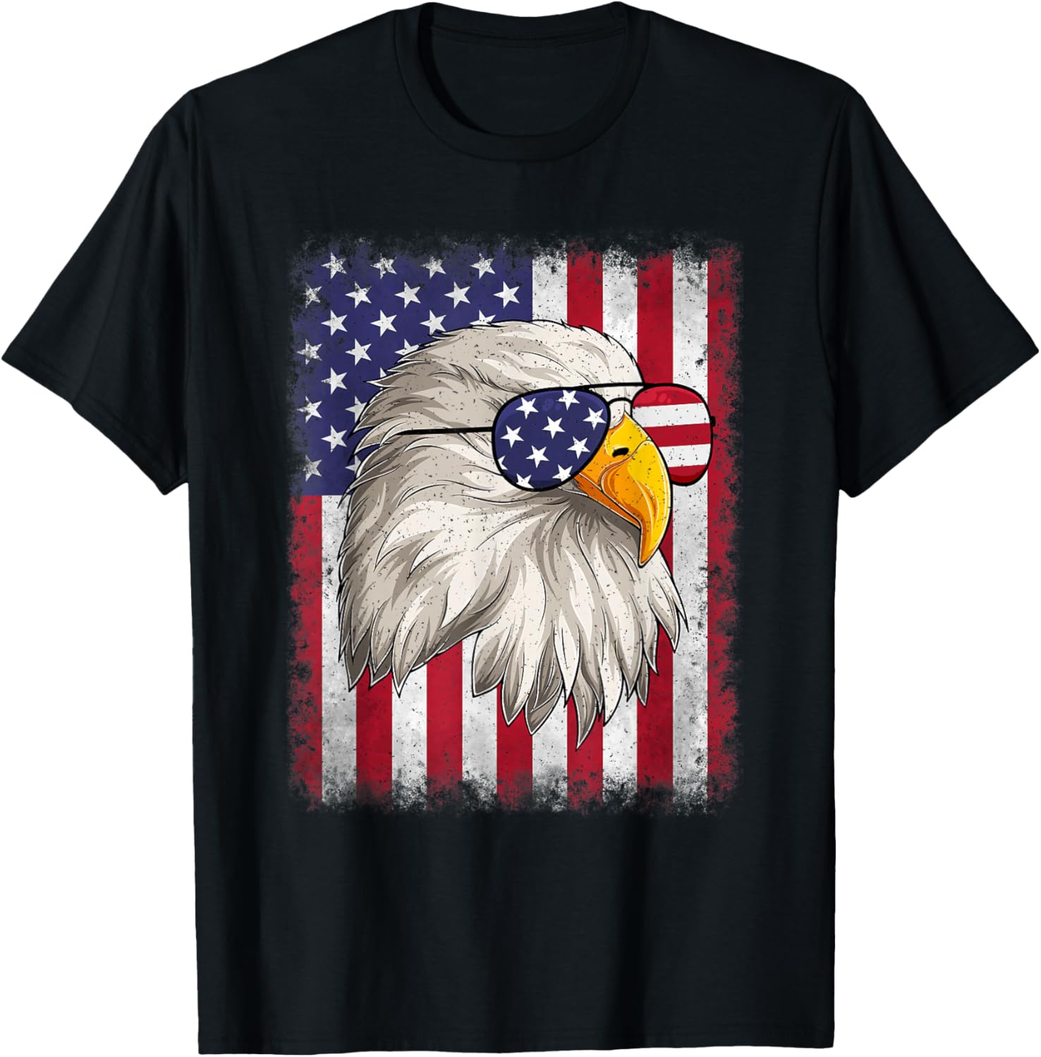 Funny 4th Of July USA Flag American Patriotic Eagle Men Boys T-Shirt - T-Shirt | Black