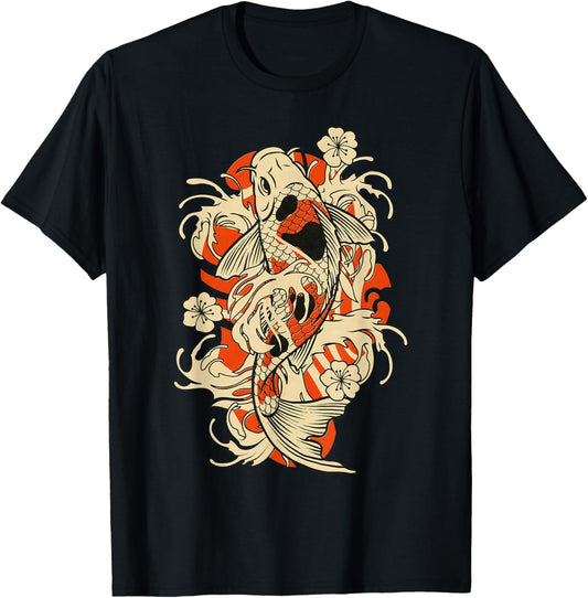 Vintage Japanese Koi Fish Japan T-Shirt - T-Shirt | Black