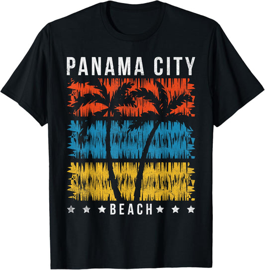 Panama City Beach Family Summer Vacation Souvenir Retro T-Shirt - T-Shirt | Black
