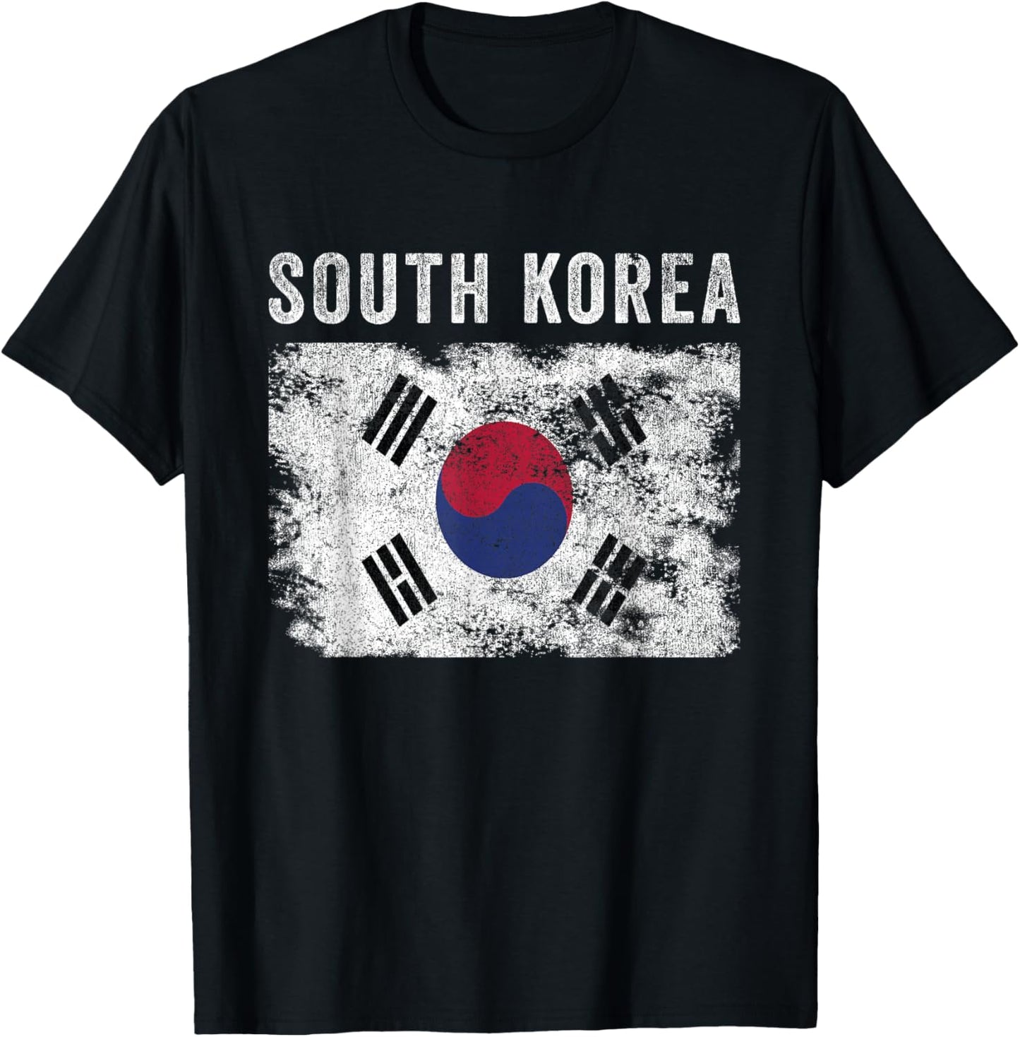 South Korea Flag Distressed - Men Women - South Korean Flag T-Shirt - T-Shirt | Black