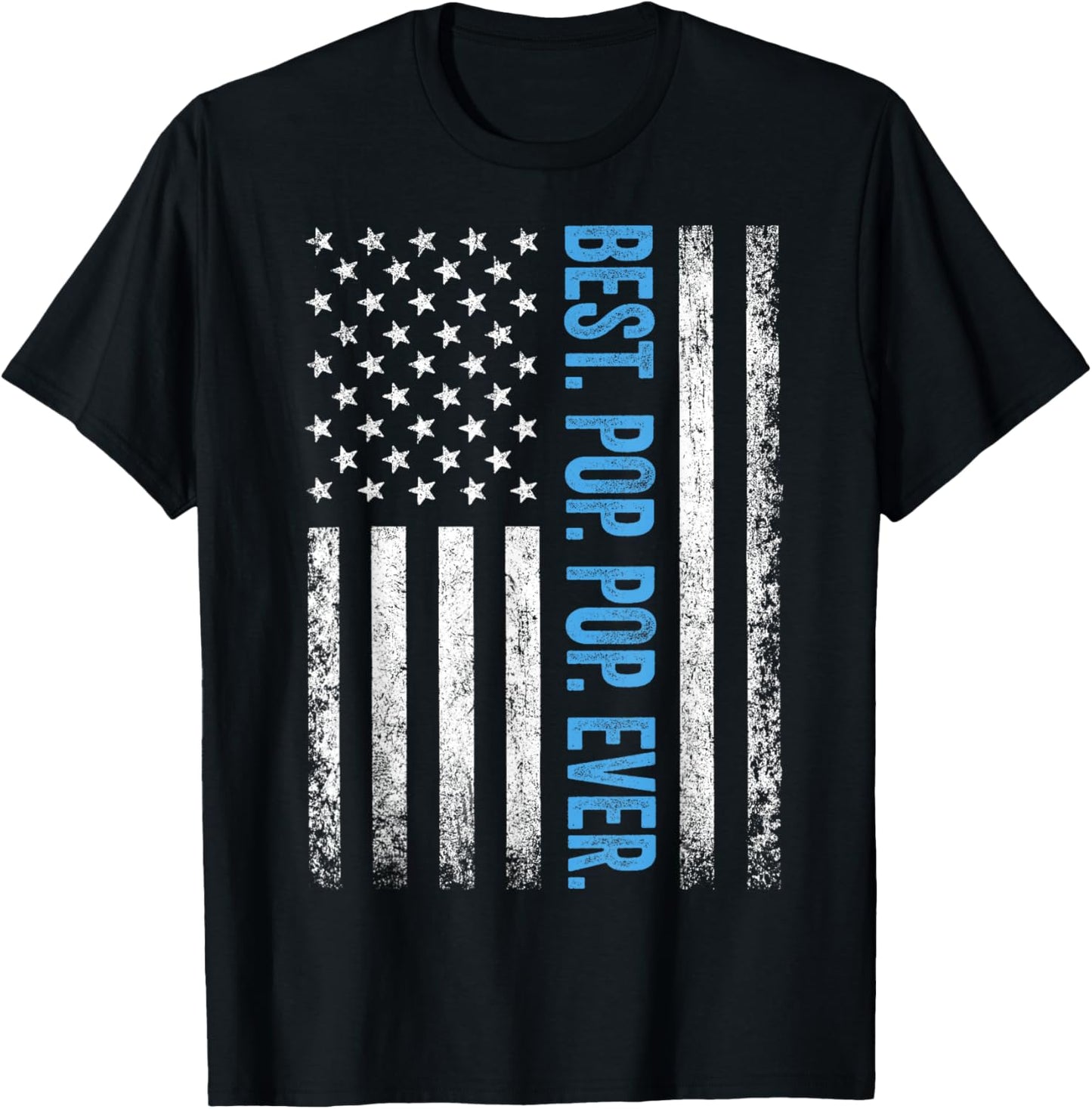 Best Pop pop Ever Vintage American Flag Dad T-Shirt - T-Shirt | Black