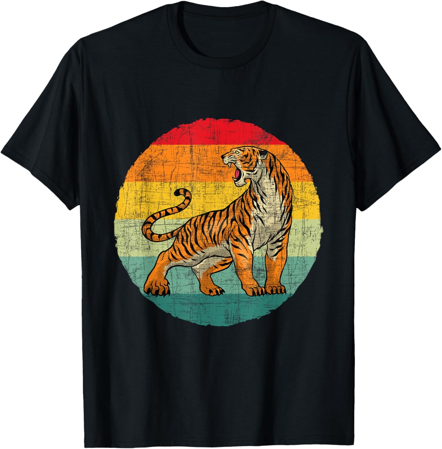 Retro Vintage Tiger - Zoologist Zookeeper Zoo Safari Lover T-Shirt - T-Shirt | Black