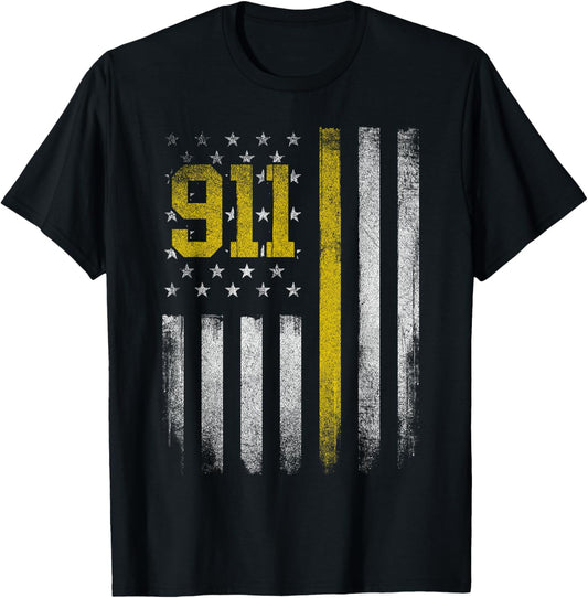911 Dispatcher - Dispatch US Flag Police Emergency Responder T-Shirt - T-Shirt | Black