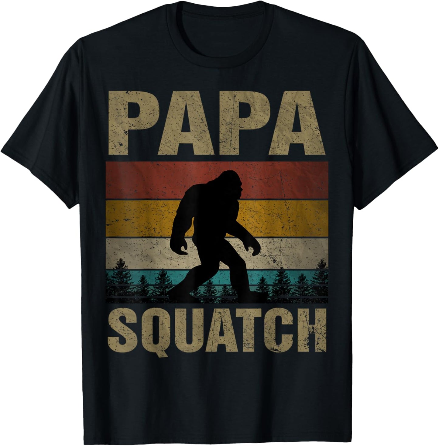 Papa Squatch Bigfoot Papa Sasquatch Yeti Family T-Shirt - T-Shirt | Black