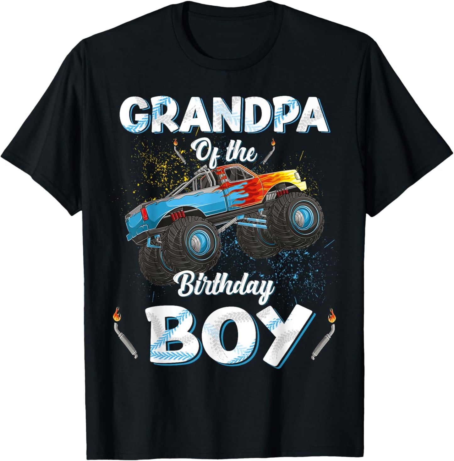 Grandpa Of The Birthday Boy Monster Truck Bday Men Grampy T-Shirt - T-Shirt | Black