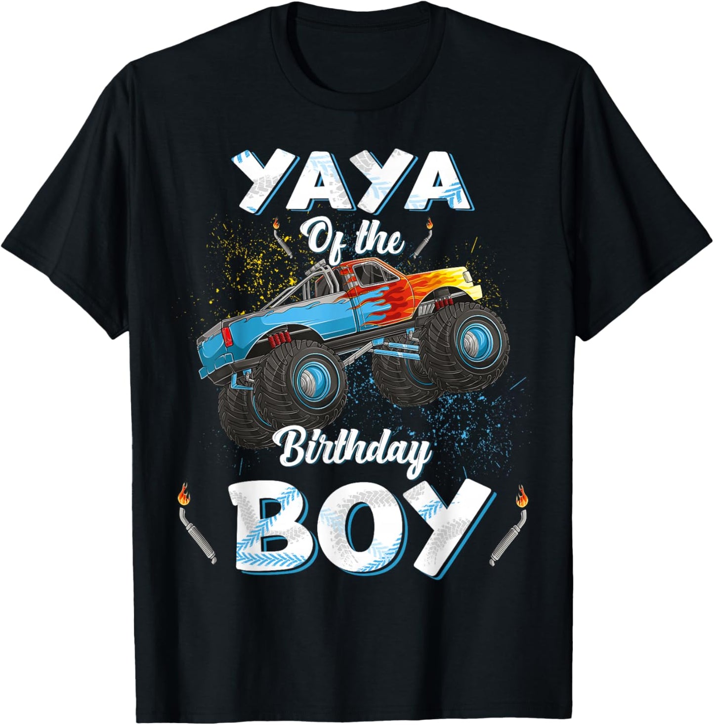 Yaya Of The Birthday Boy Monster Truck Bday Women Grandma T-Shirt - T-Shirt | Black