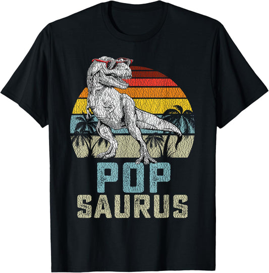 Popsaurus T Rex Dinosaur Pop Saurus Family Matching T-Shirt - T-Shirt | Black