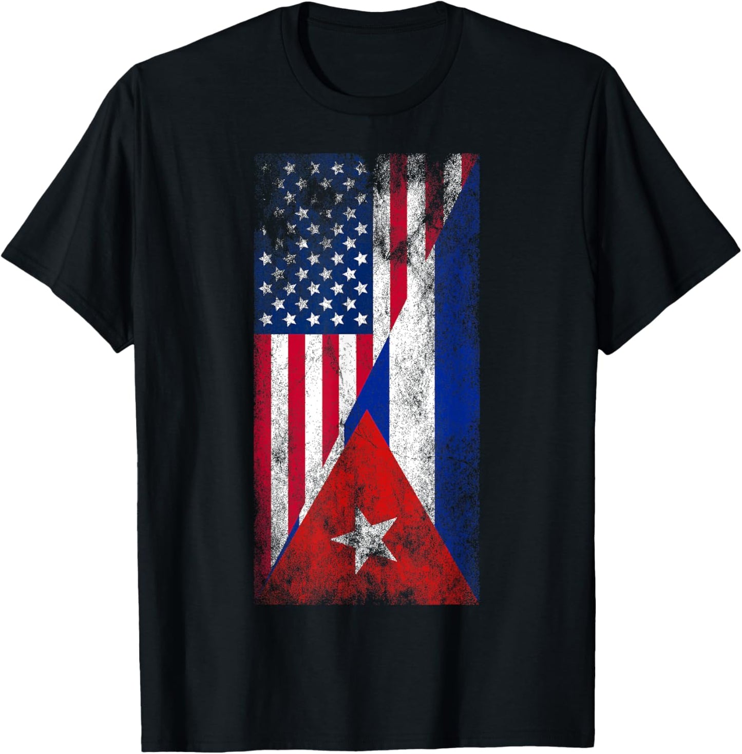 USA Cuba Flags - United States of America, Cuban T-Shirt - T-Shirt | Black