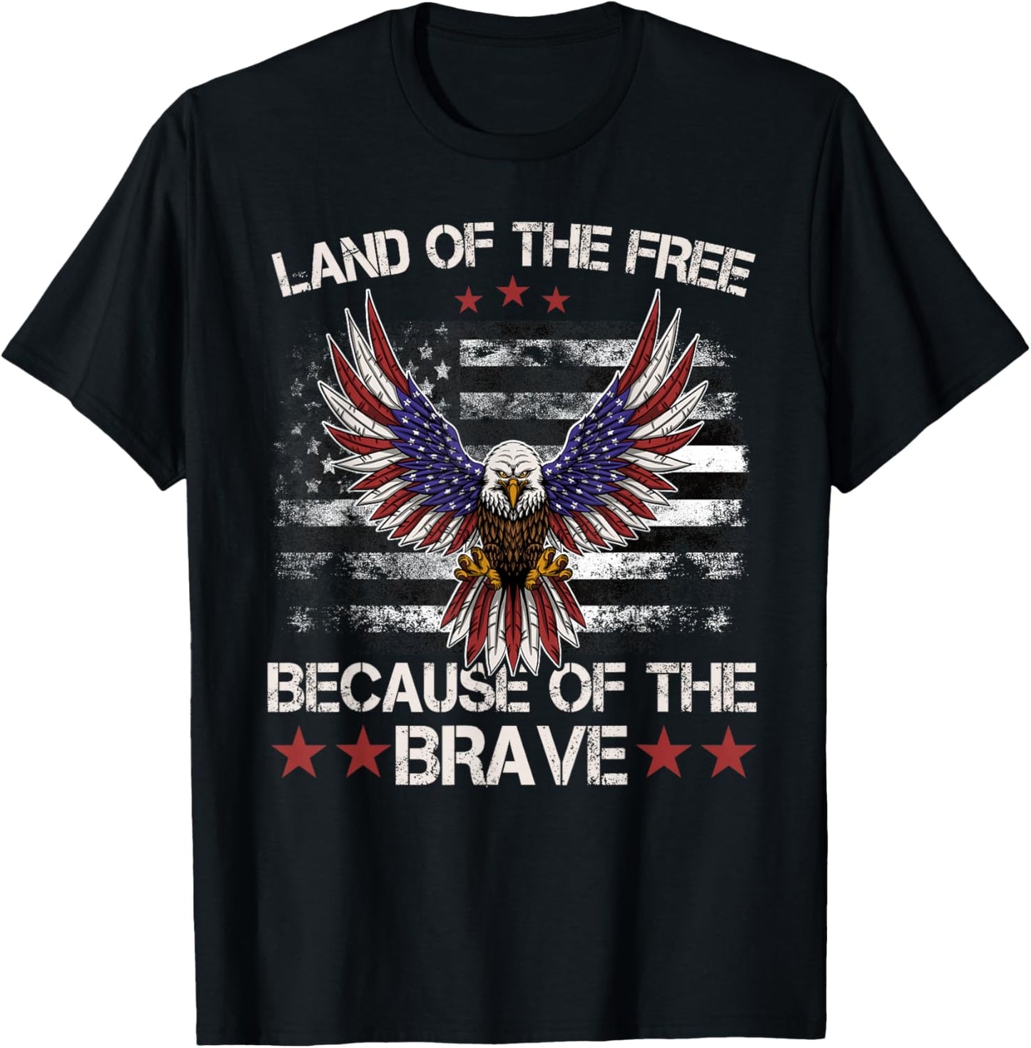 America Eagle | Land of The Free Because of The Brave T-Shirt - T-Shirt | Black
