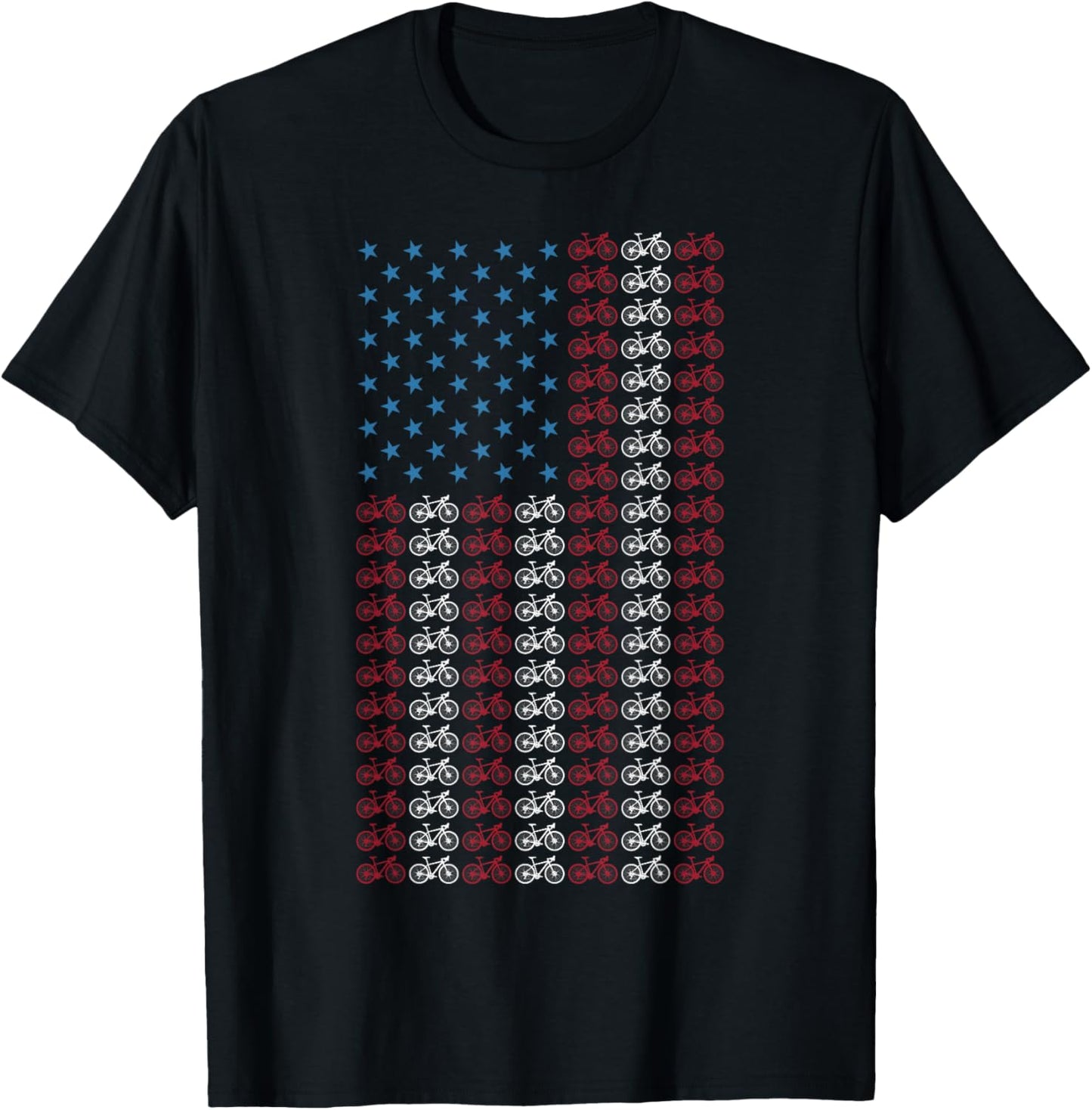 Bicycle American Flag 4th of July Cycling Cyclist Men Women T-Shirt - T-Shirt | Black