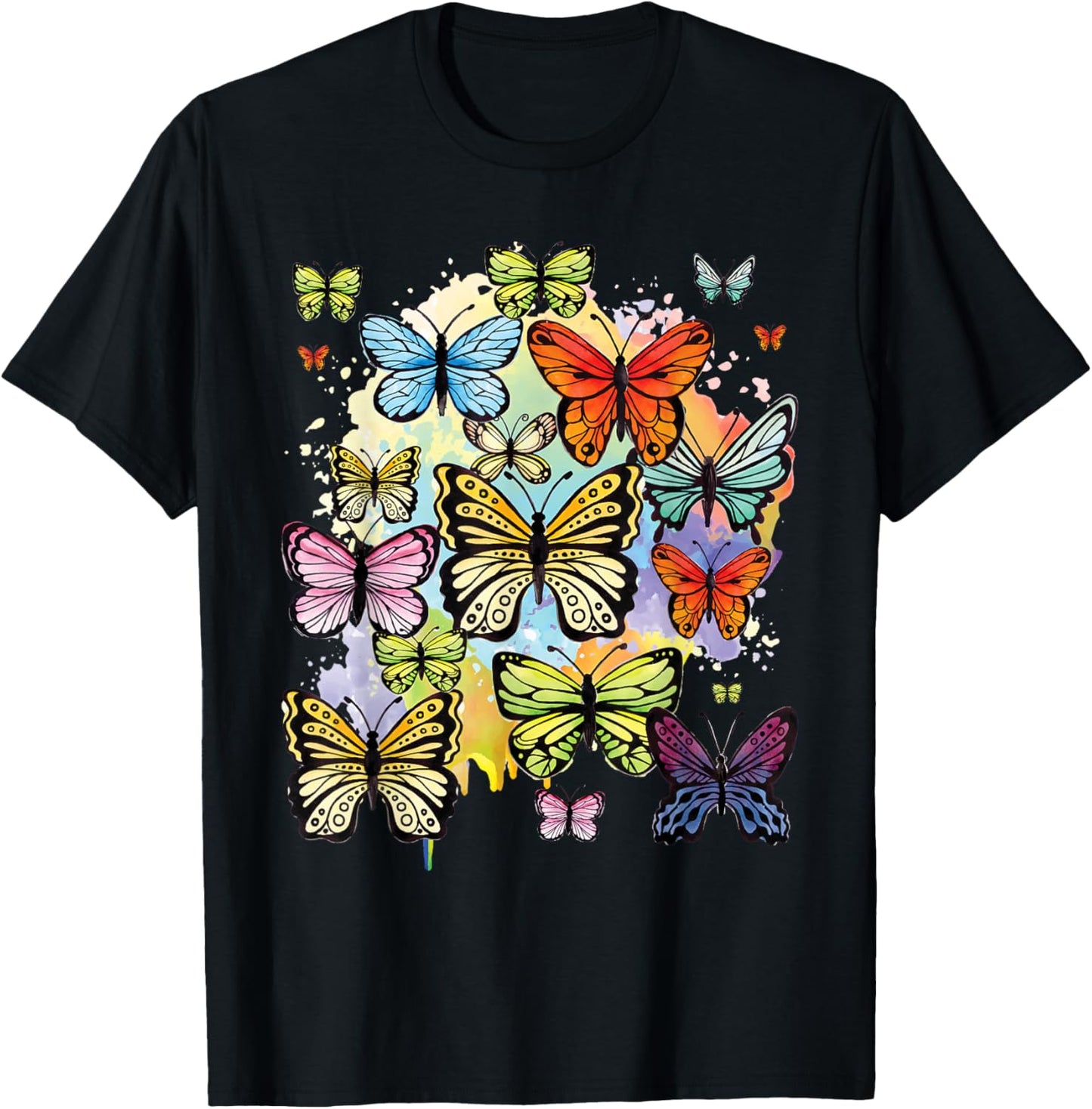 Rainbow Butterflies - Butterfly Lover Entomologist Gardener T-Shirt - T-Shirt | Black