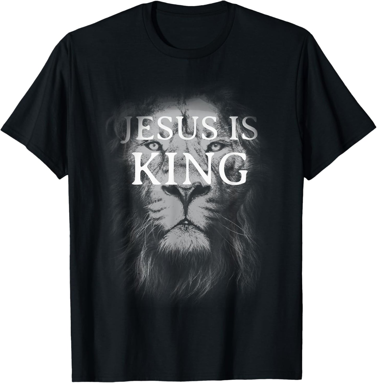 Christian Jesus is King Lion Design Faded Distressed Vintage T-Shirt - T-Shirt | Black