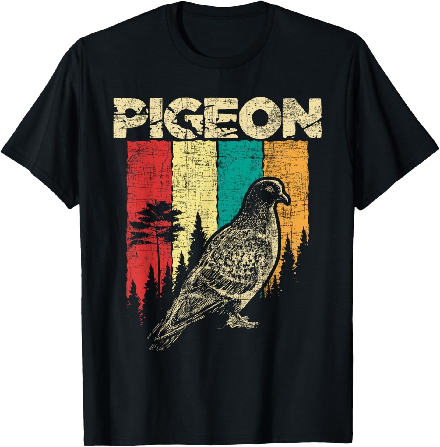 Retro Pigeon Racing - Birdwatching Bird Lover Ornithologist T-Shirt - T-Shirt | Black