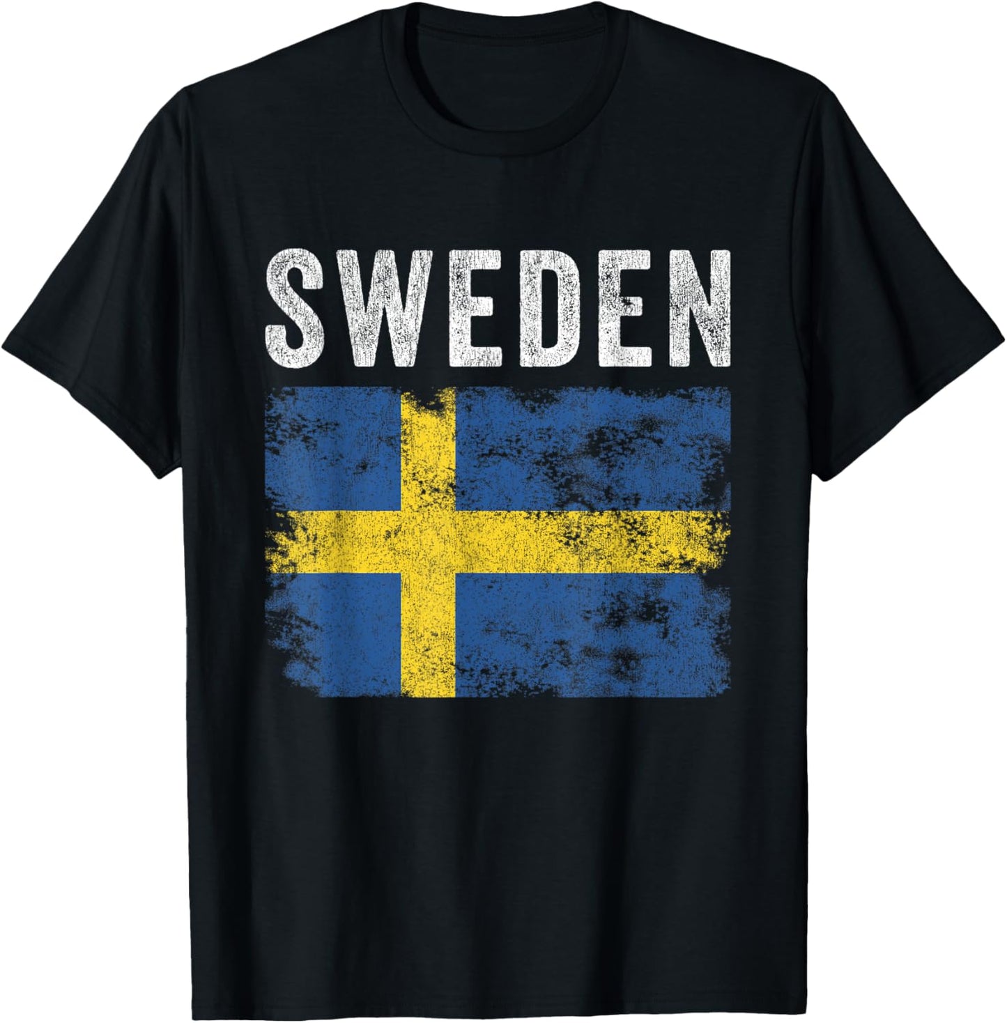 Sweden Flag Distressed - Men Women Kids - Swedish Flag T-Shirt - T-Shirt | Black