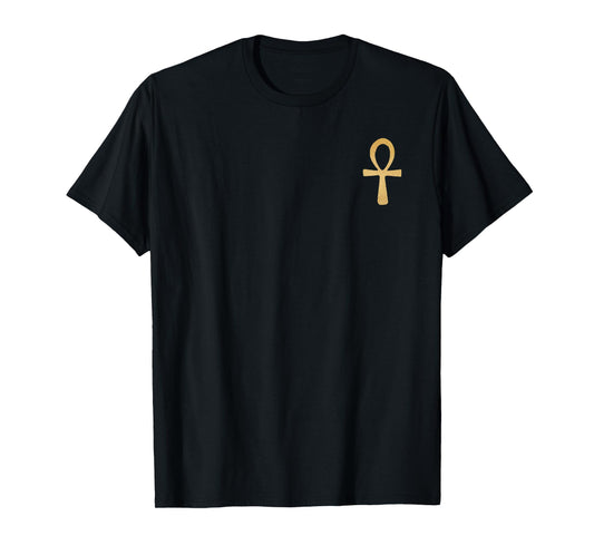 Ankh T-Shirt: Gold Ankh Symbol Shirt w. Egyptian Ankh Cross T-Shirt