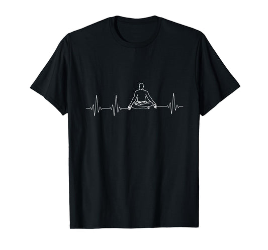 Zen yoga and meditation heartbeat with cross-legged sitting T-Shirt