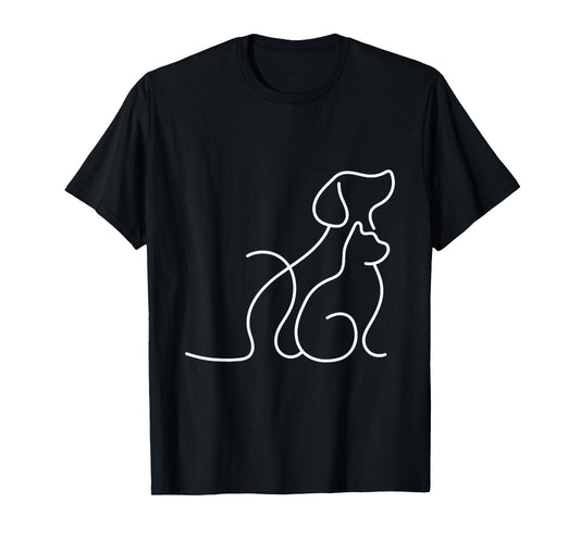 Dog Puppy and Baby Cat Heart - Animal Dog & Cat Heart T-Shirt