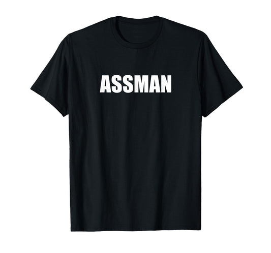Bol Tees Assman T-Shirt - Men's Unisex Adults Classic Fit Black Cotton Polyester Short Sleeve Crew Neck T-Shirt - Small