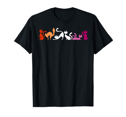 Playful Cats in Lesbian Pride Colors Stretch & Yoga T-Shirt