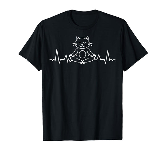 Yoga Chakra Buddha Meditation ECG cat cat T-Shirt for Men Women Kids