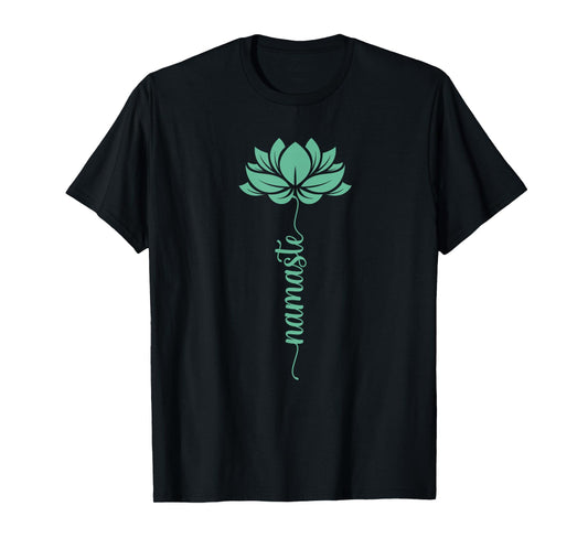 Namaste Yoga Lotus Flower Minimal Mint Green New Age Flower T-Shirt