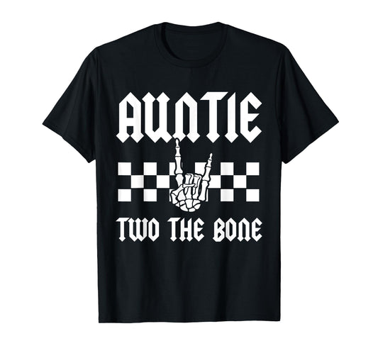Auntie Two The Bone Skeleton Hand 2nd Birthday Boy Girl T-Shirt