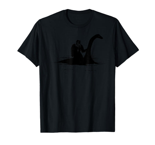 Bigfoot Riding Loch Ness Monster Cute Sasquatch Gift T-Shirt