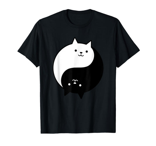 Cute Cats Yin Yang Yoga Zen Kitty Black and White Cat T-Shirt for Men Women Girls Kids