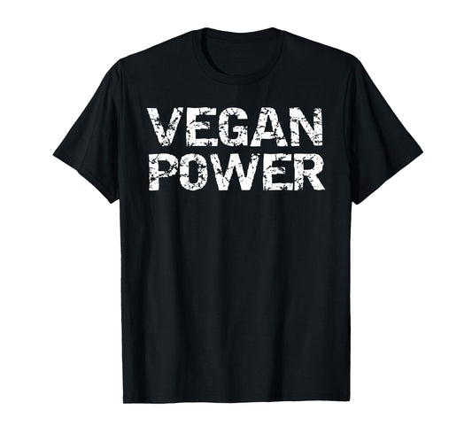 Vegan Workout Gift for Men Funny Distressed Vegan Power T-Shirt