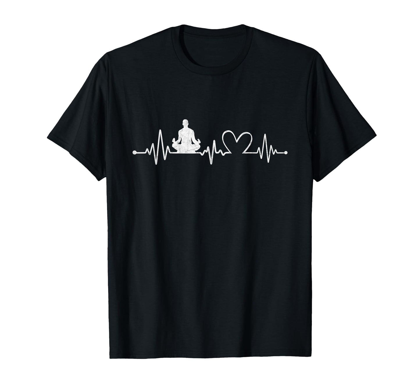 Distressed Yoga With Heartbeat Graphic Yoga Lover T-Shirt