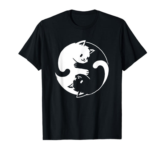 Yin Yang Cat Shirt I Love Cats Gift for Cat Lover Yoga Cat T-Shirt