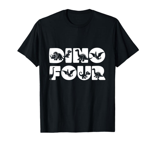 Four Birthday, Dino Four Birthday T-Shirt