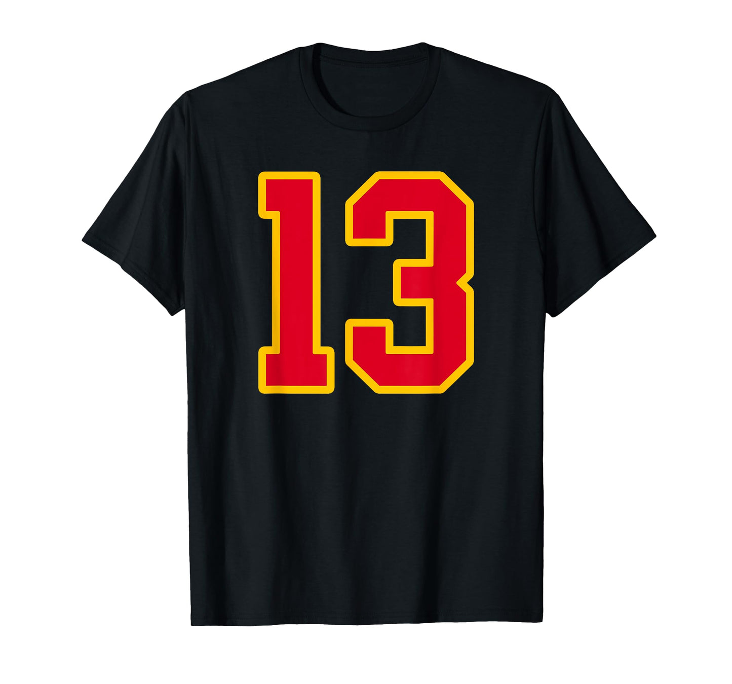 Bright Red Gold Number 13 Jersey Player Uniform #13 T-Shirt