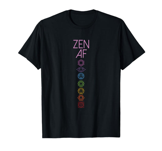Zen AF Chakra Symbols Back Print Sarcastic Yoga Gift T-Shirt
