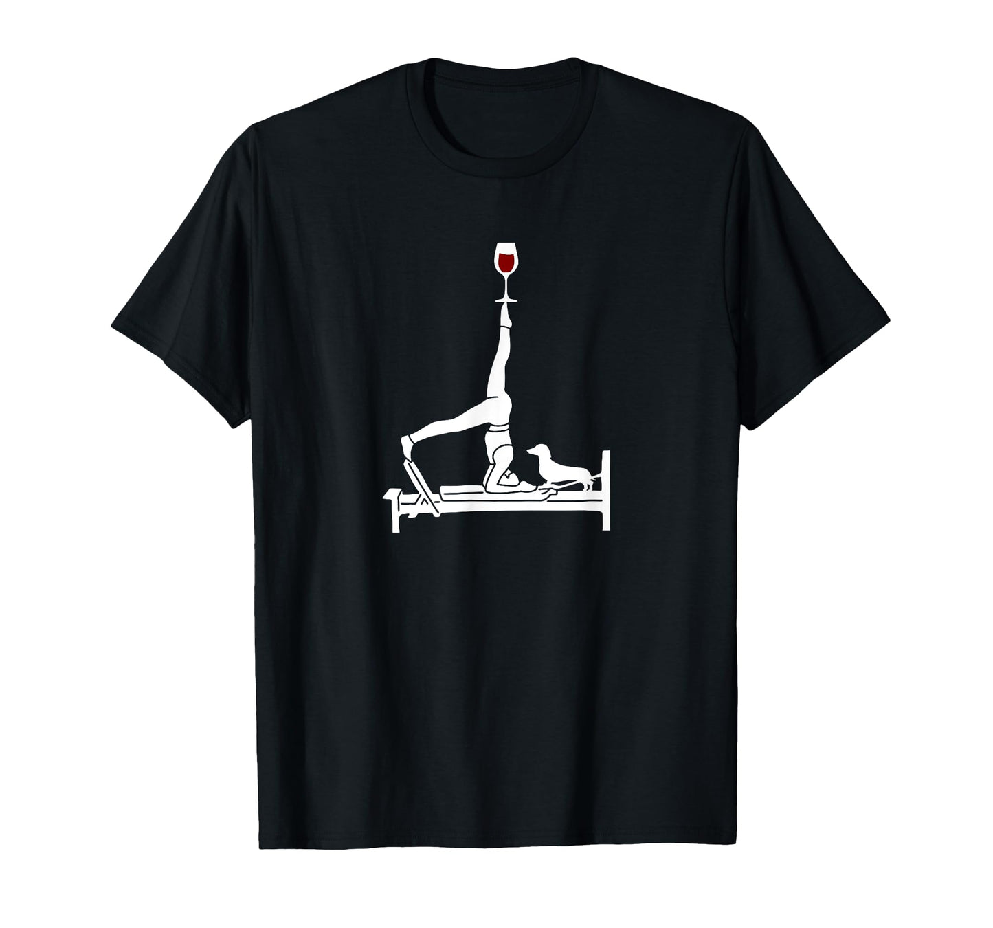 Pilates wine Reformer Pilates with Dachshund dog T-Shirt