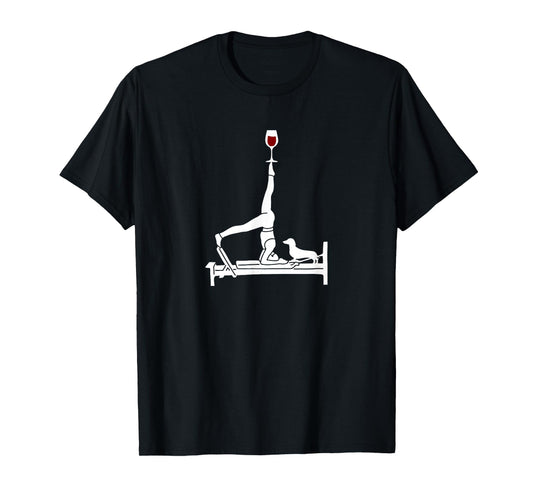 Pilates wine Reformer Pilates with Dachshund dog T-Shirt