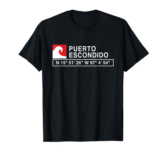 COOL PUERTO ESCONDIDO SURF T-SHIRT WITH GPS COORDINATES T-Shirt
