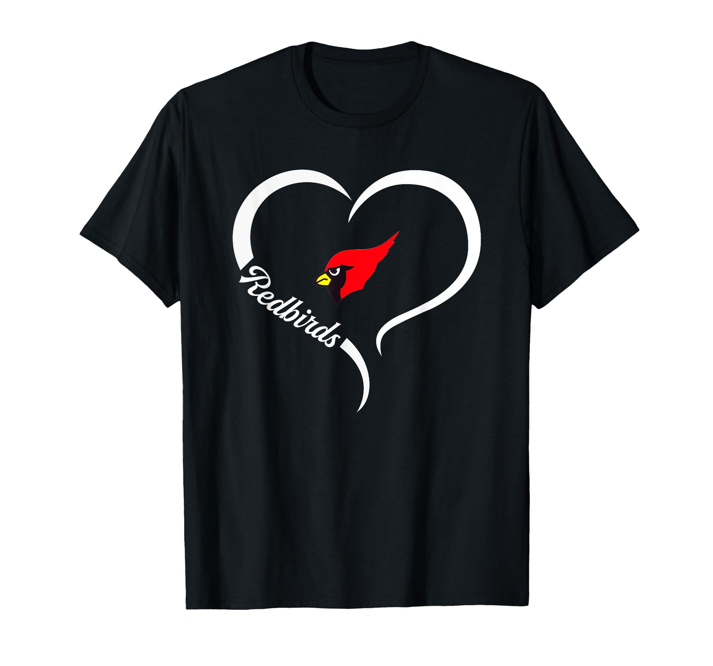 Metamora Township Redbirds Logo Half Heart Slogan HS T-Shirt