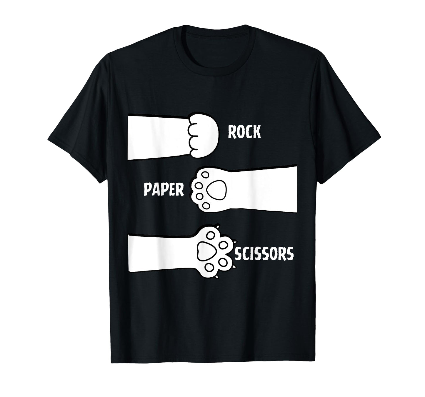 Cat Rock Paper Scissors Hand Game Paw Claw Cute Funny T-Shirt for Men Women Girls Kids