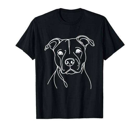 Line Art Dad Mom Dog - Pitbull T-Shirt for Men Women