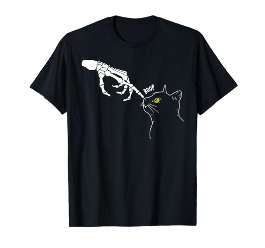 Halloween Skeleton Hand Cat Boop Funny Costume Cat Lovers T-Shirt