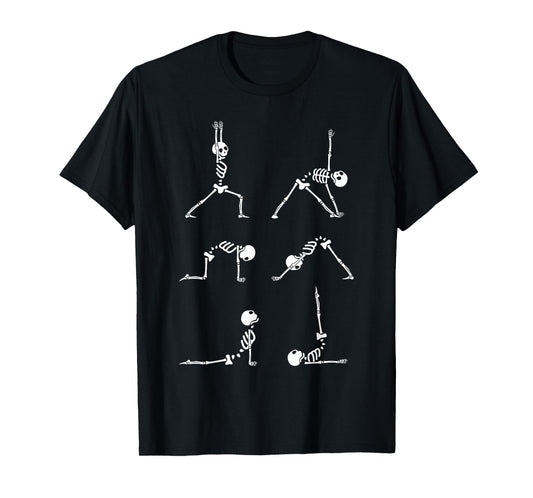 Yoga Skeleton Shirt Funny Halloween Exercise Costume T-Shirt