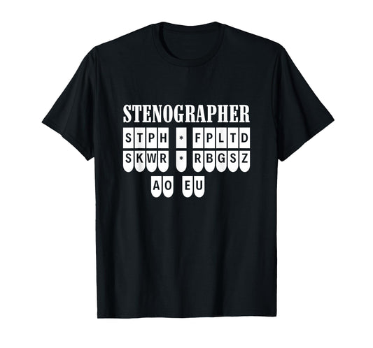Court Reporter Stenographer Steno Apparel Unisex-Adults Stenographer T-Shirt Black X-Small Modern Round Collar Short Sleeve Cotton Blend T-Shirt