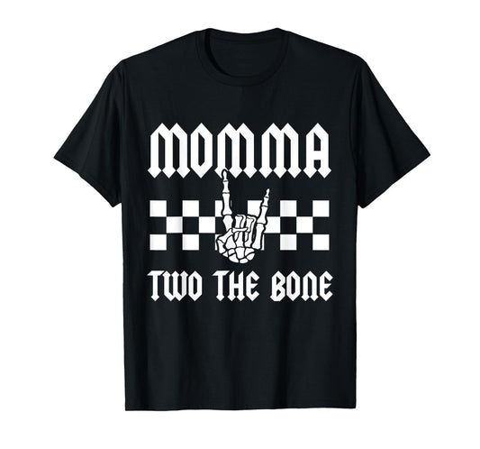 Momma Two The Bone Skeleton Hand 2nd Birthday Boy Girl T-Shirt