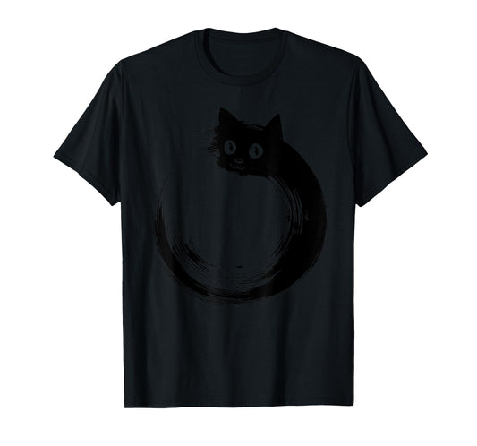 Dog Eat Doug Unisex-Adults Funny Cat Circle Meditation Japanese Zen T-Shirt