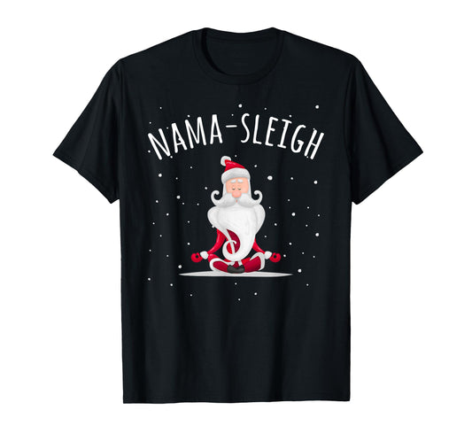 Nama-sleigh Namasleigh Funny Santa Yoga Christmas Lotus Pose T-Shirt