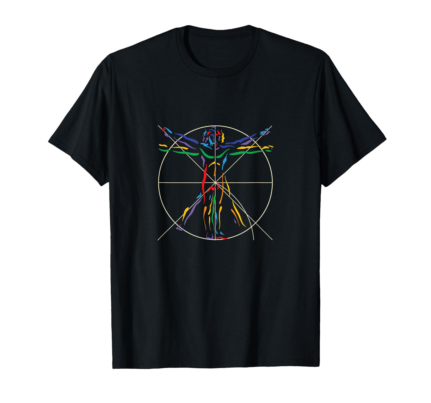 Anatomy DaVinci Vitruvian Man Chakra colors T-shirt T-Shirt