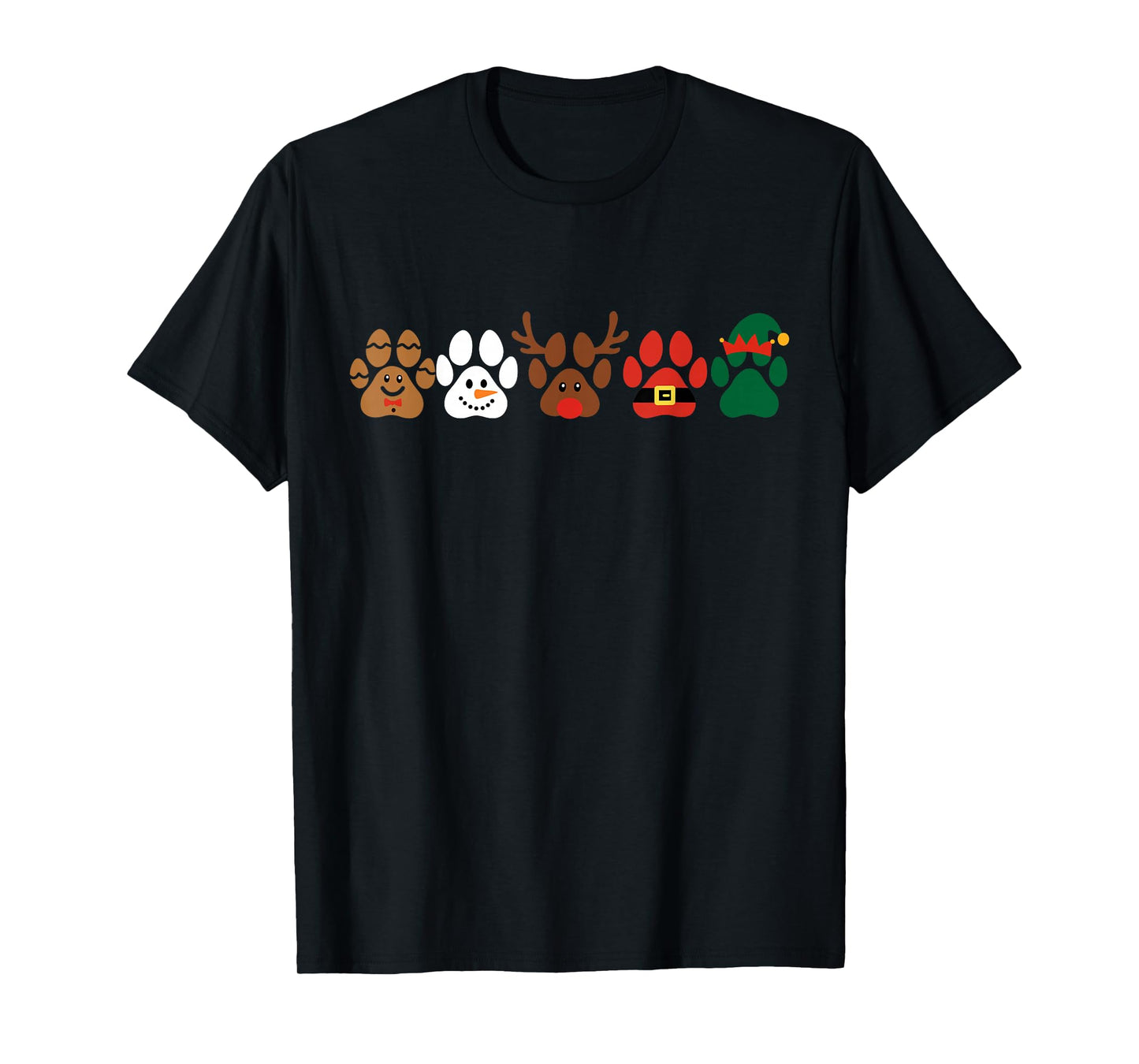 Cute Dog Paw Print Santa Elf Christmas Character Holiday T-Shirt